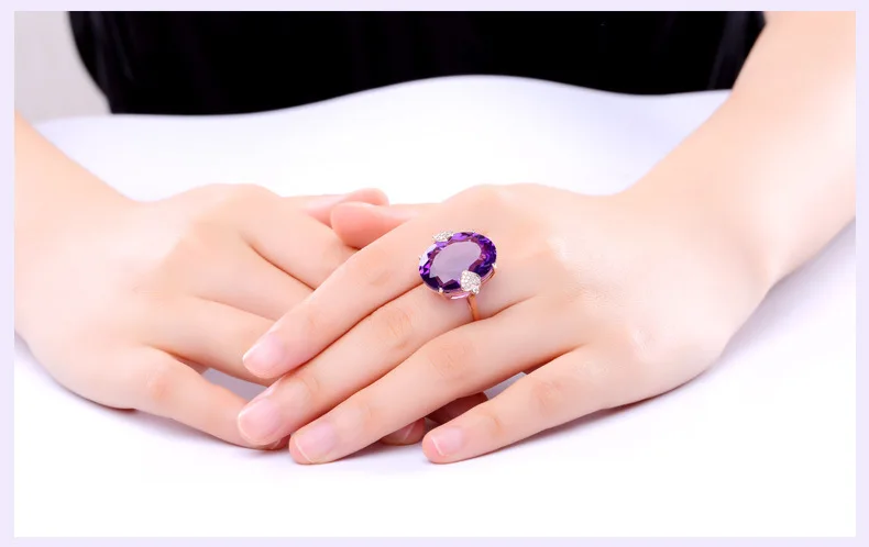 Серебро 925 пробы Фиолетовый Топаз Алмаз кольцо для женщин Anillo Изумрудный зеленый