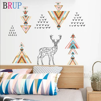 

Nordic Style Elk Wall Stickers Geometry Home Decor Art PVC Vinyl Room Decoration Creative Wallpaper Sticker Mural