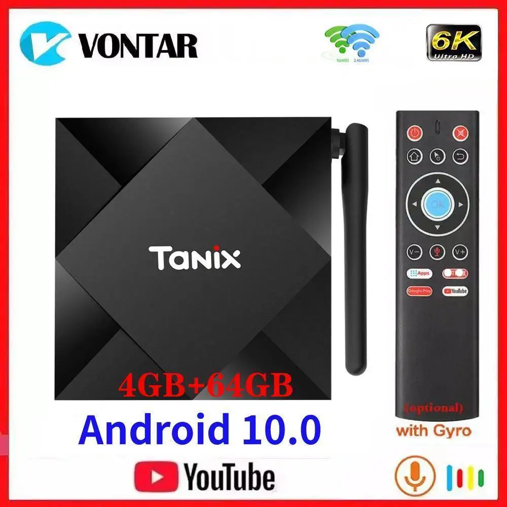 ТВ-приставка Vontar Android 10 0 Tanix TX6S Allwinner H616 4 Гб ОЗУ 64 ПЗУ четырехъядерный 6K двойной Wifi