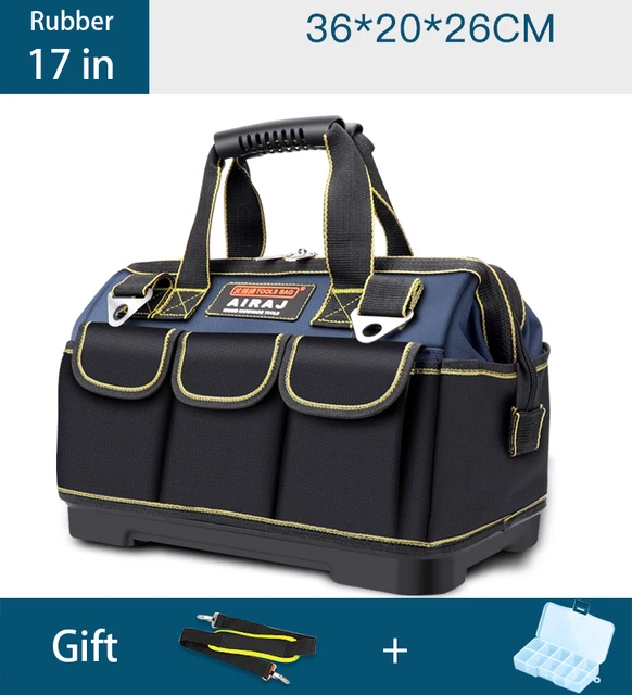 AIRAJ Tool Bag Waterproof Tool Bag Adjustable Shoulder Strap Collapsible Wear-resistant DurableElectrician Tool Bags 17 inch   rubber