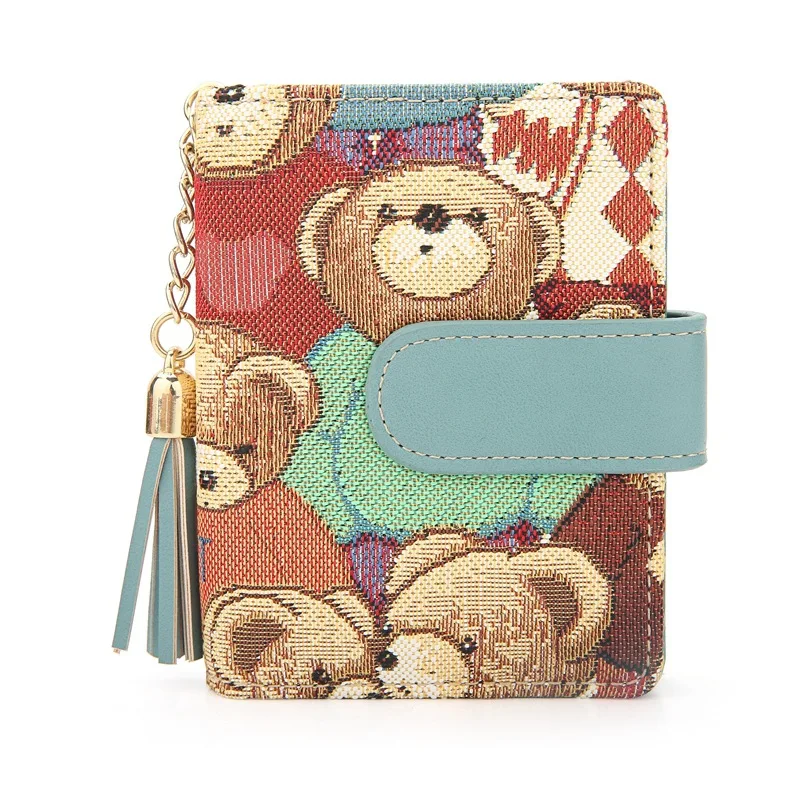 

2019 autumn new colorful cotton PU embroidery ladies multi-function card sets Anime cartoon cute bear card package