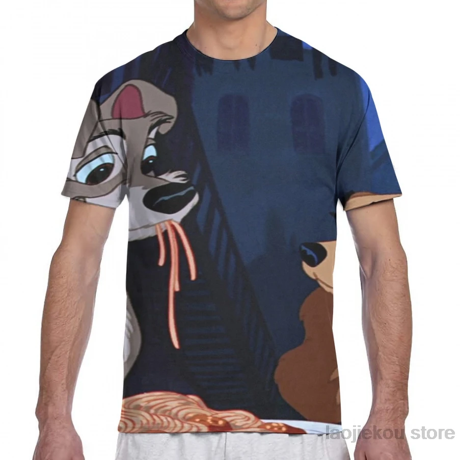 

Lady and the tramp men T-Shirt women all over print fashion girl t shirt boy tops tees summer Short Sleeve tshirts