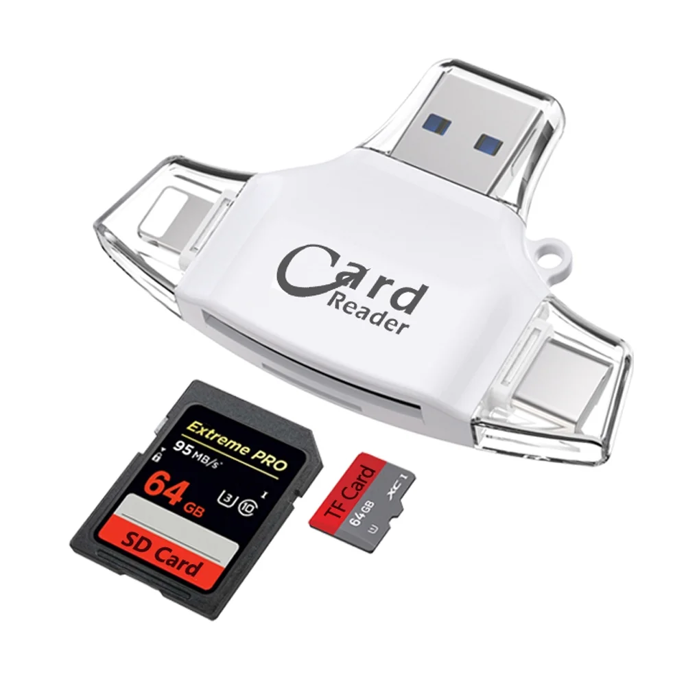 Акция 4 в 1 OTG USB C кард-ридер Micro USB дата-ридер/записывающее устройство для micro SD карты для iphone 11 11 Pro 11 Promax Xs 8 plus