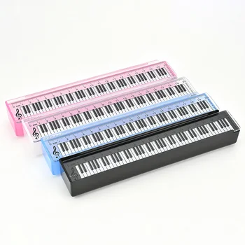 

New Piano Keyboard Transparent Plastic Pencil Case Small Pencil storage box pen Taiwan Music Note Stationery ruler School Gifts