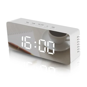 

LED Mirror Alarm Clock Digital Snooze Table Clock Wake Up Light Electronic Large Time Temperature Display Home Decoration Clock