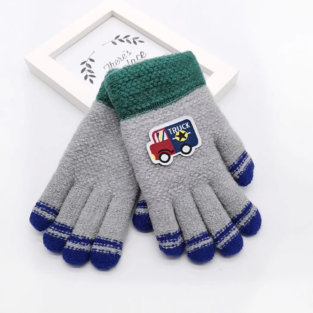 Новинка; Детские теплые варежки для девочек и мальчиков; сезон осень-зима; с милым рисунком; с ворсом; детские перчатки с ярким принтом; верхняя одежда