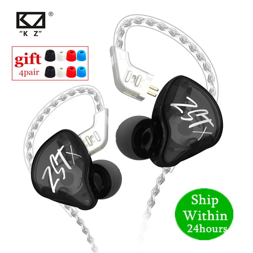 Headset KZ Earbud Ear-Earphones Hybrid V80 ES4 ZSTX Noise Cancelling ZS10 Bass HIFI Sport