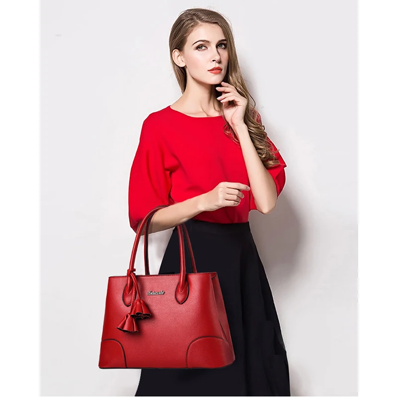 Nevenka Women Handbags Fashion PU Leather Top-handle Bags Totes Tassel Designer Crossbody Shoulder Bag Hand Bags Hot Sale