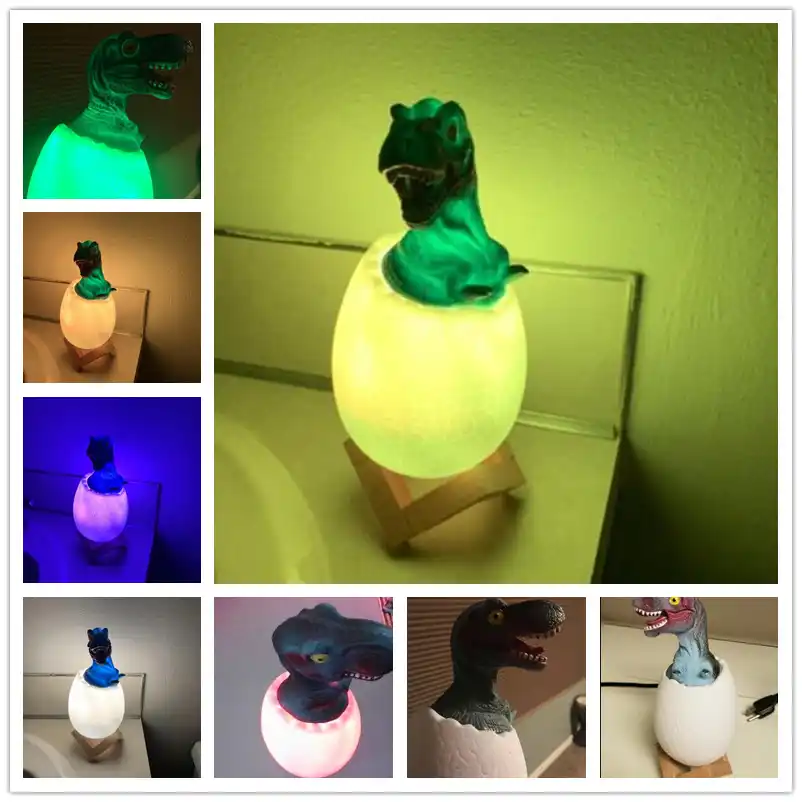 veloiraptor huevo de dinosaurio 3d luz de noche recargable lampara de control 16 cambio de colores luz led remota creativa lampara de habitacion de