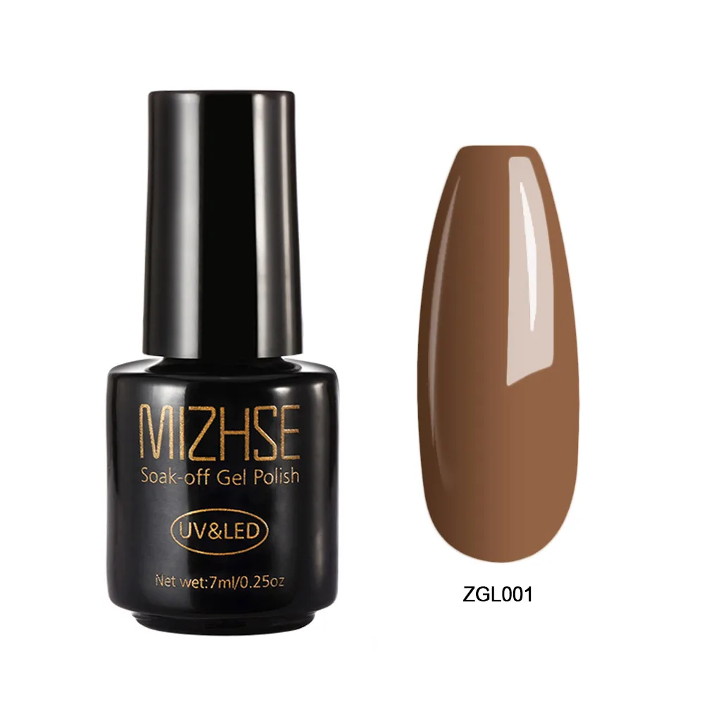 MIZHSE коричневый кофе серия лак для ногтей Маникюр для наращивания ногтей Vernis Перманентный лак для ногтей для УФ-и светодиодной лампы замочить от гель-лака - Цвет: zgl001