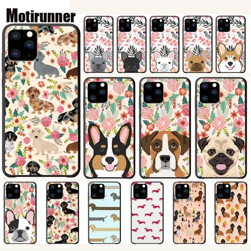 Мягкий чехол для Iphone 8 с милыми животными рисунком таксы французского бульдога