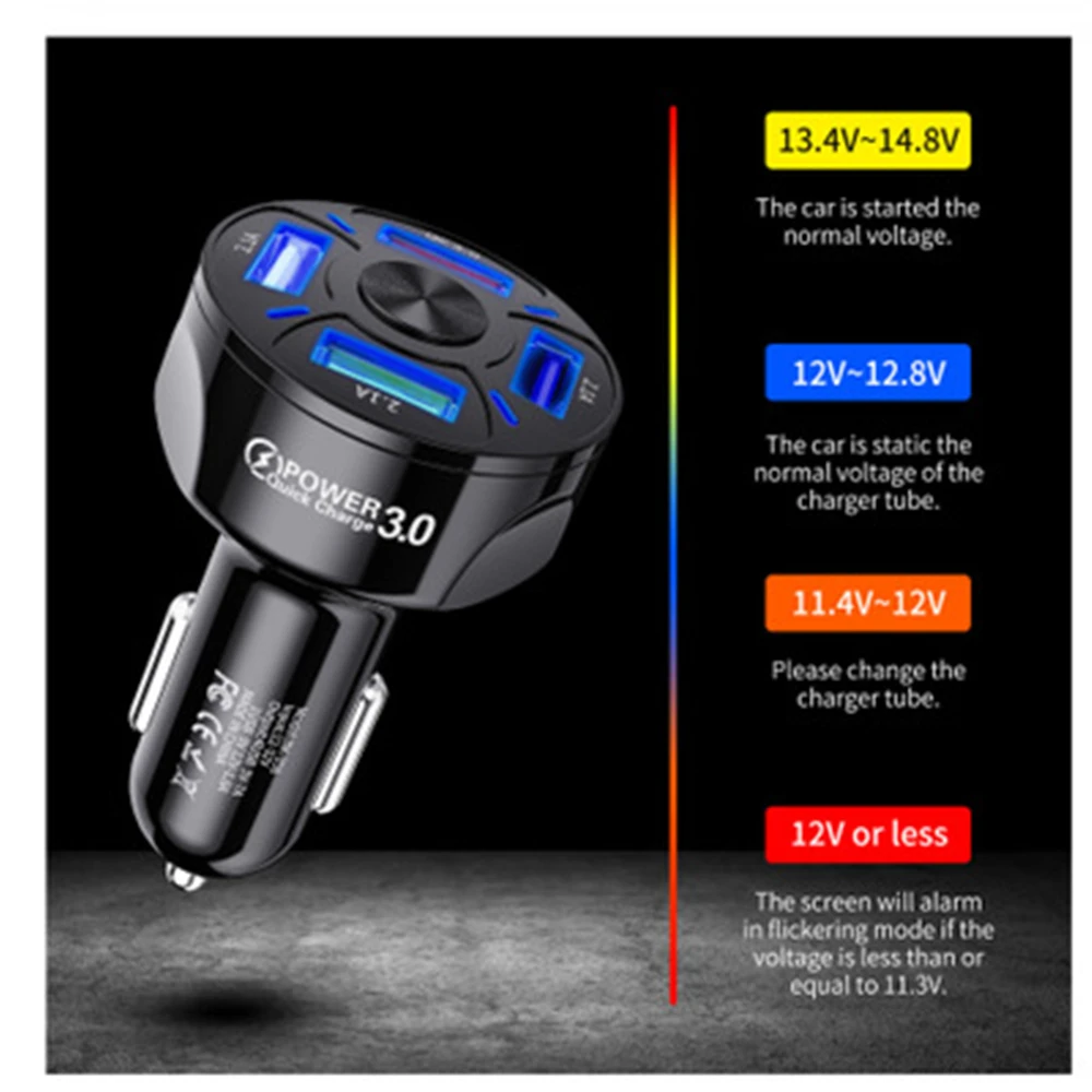 High-Speed 4-Port Car USB Charger with Quick Charge Technology - 48W Fast Charging Adapter