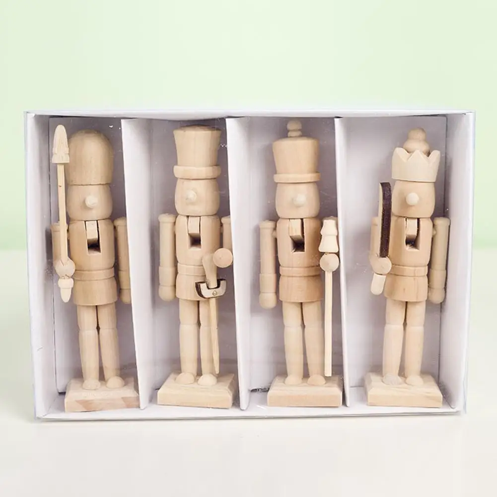 

4 PCS Clever Traditional Soldier Nutcracker Collectible Wooden Christmas Nutcracker Festive Holiday Home Decoration Statue SD95