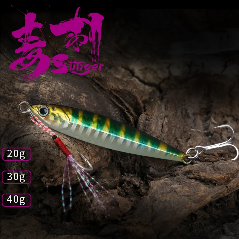 TSURINOYA металлический джиг, приманка для рыбалки, костюм STINGER 20 г/30 г/40 г, 8 шт., лазерная светящаяся приманка для ловли пресной воды