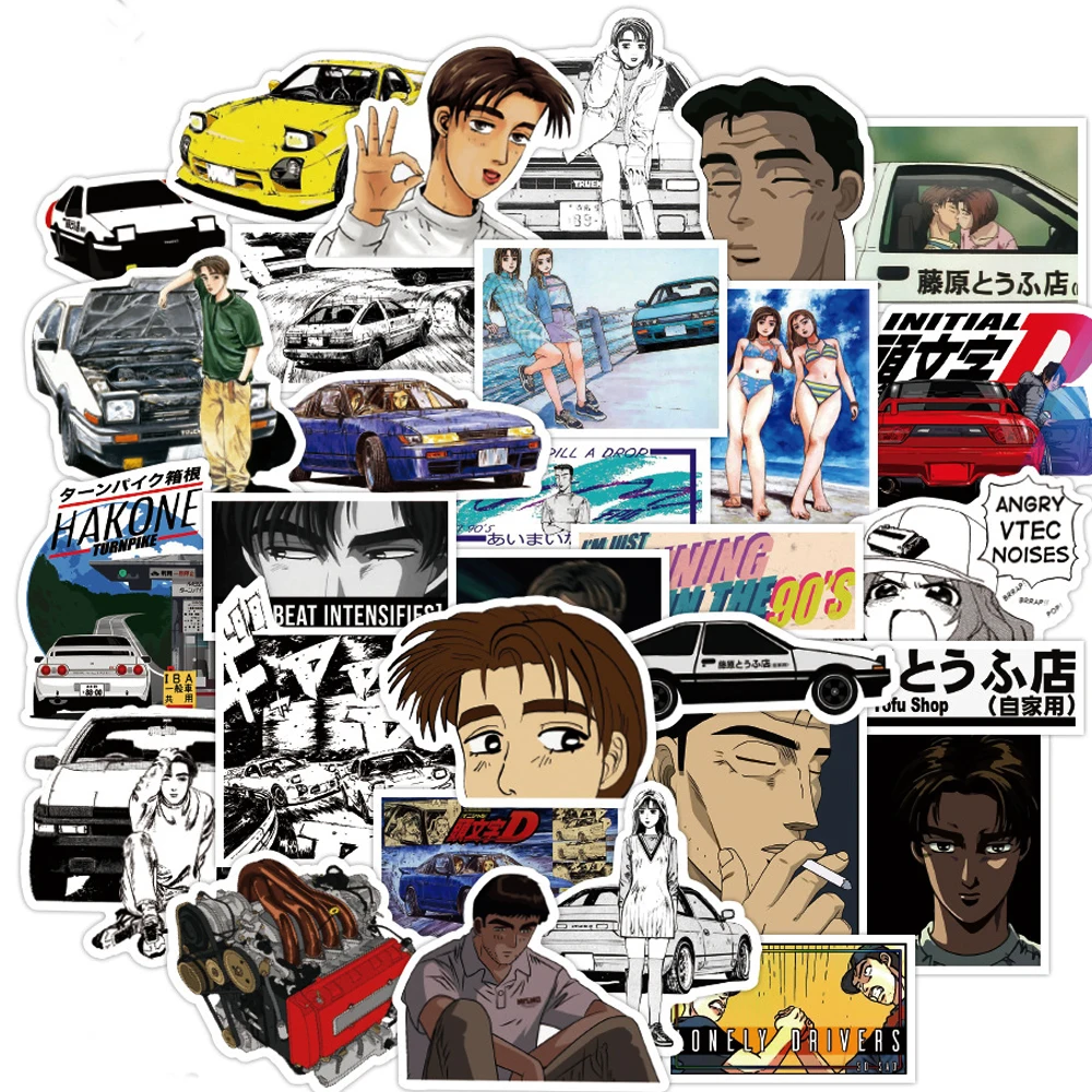 

10/30/50pcs Initial D Movie Stickers DIY Laptop Fridge Guitar Luggage Skateboard Phone Car Waterproof Graffiti Sticker Kids Toys