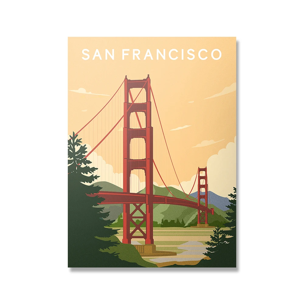 Nordic-Vintage-Travel-Cities-Poster-New-York-San-Francisco-Chicago-Texas-Landscape-Art-Canvas-Painting-Wall (4)