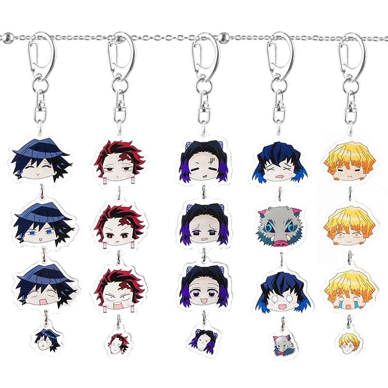 5pcs One Set Набор из 5 Demon Slayer Kimetsu no Yaiba аниме акриловый брелок для ключей оптом по оптовой цене - Цвет: 5pcs One Set