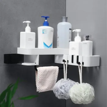 

Rotating Tripod Shampoo Shower Shelf Holder Kitchen Storage Rack Organizer Wall Mounted Type Corner Shower Shelf Bathroom