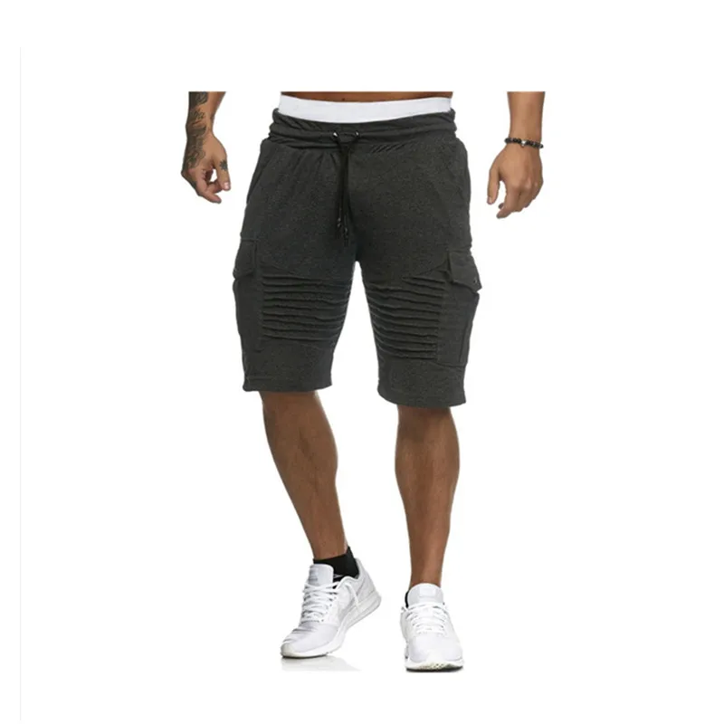 HoT Summer Jogger Sporting Thin Men Black Bodybuilding Short Pants Male Cotton Casual Black and White Hip-hop Shorts