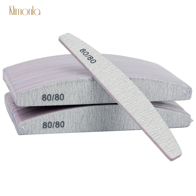 

50Pcs/Lot Zebra Curve Nail Files Gray lixa de unha 80/80 Grit Buffer Block UV Gel Polishing Pedicure Tools Nails Accessoires