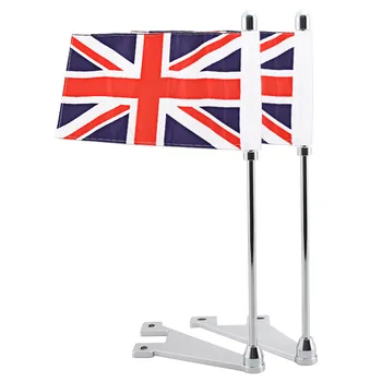 

1 Pair Motorcycle Luggage Rack Vertical Flag Pole Chrome Mast UK Flag For Harley Touring FLHTCU FLHT FLHX FLTR