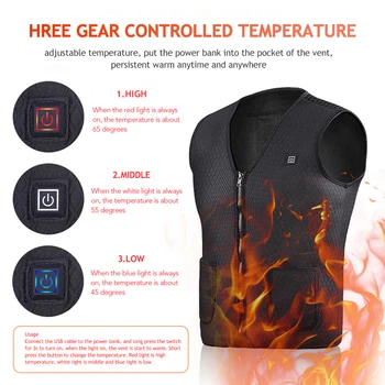 

Men Women Outdoor Heating Vest Washable USB Winter Warm Vest Jacket Winter Electric Thermal Clothing Waistcoat Fishing Hiking
