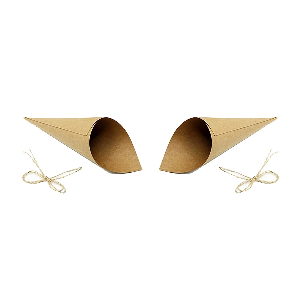 50pcs/lot Hot Kraft paper Wedding Confetti, Paper Petal Cones,Cones for Confetti,Wedding petal cones wholesale Drop shipping