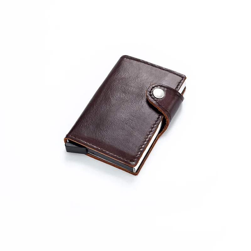 Дизайн, алюминиевый корпус, поддержка ID карт, rfid блок, мини magique portefeuille automat - Цвет: 1852-brown