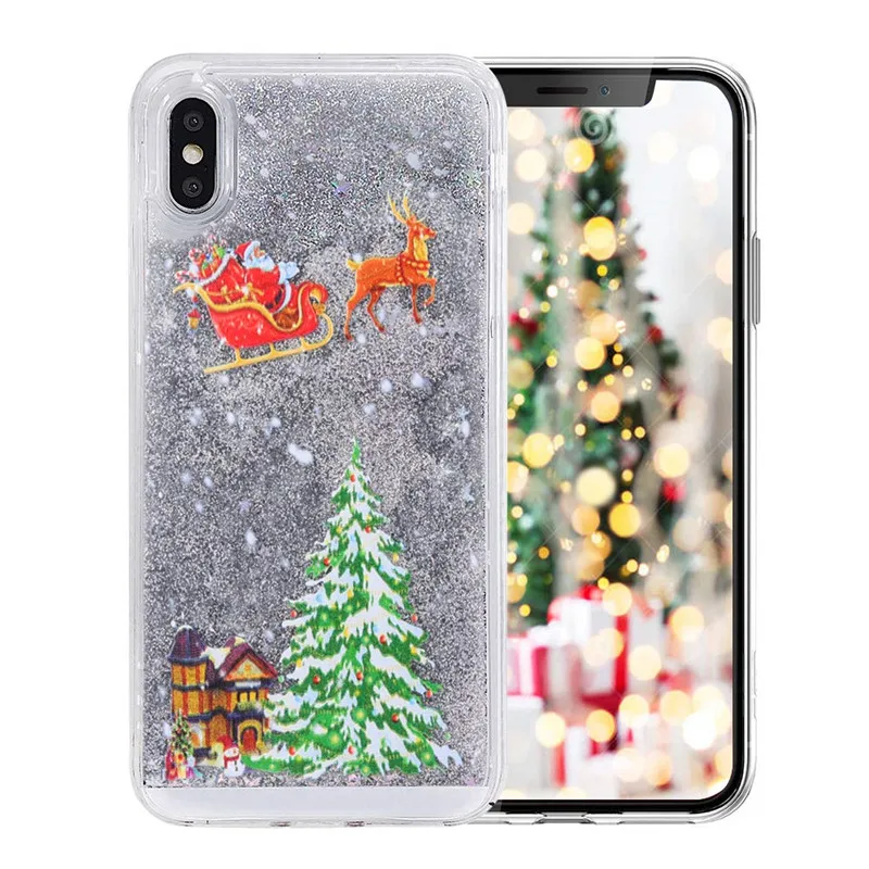 Роскошный блестящий чехол для телефона с рождественским рисунком iphone X XS MAX XR