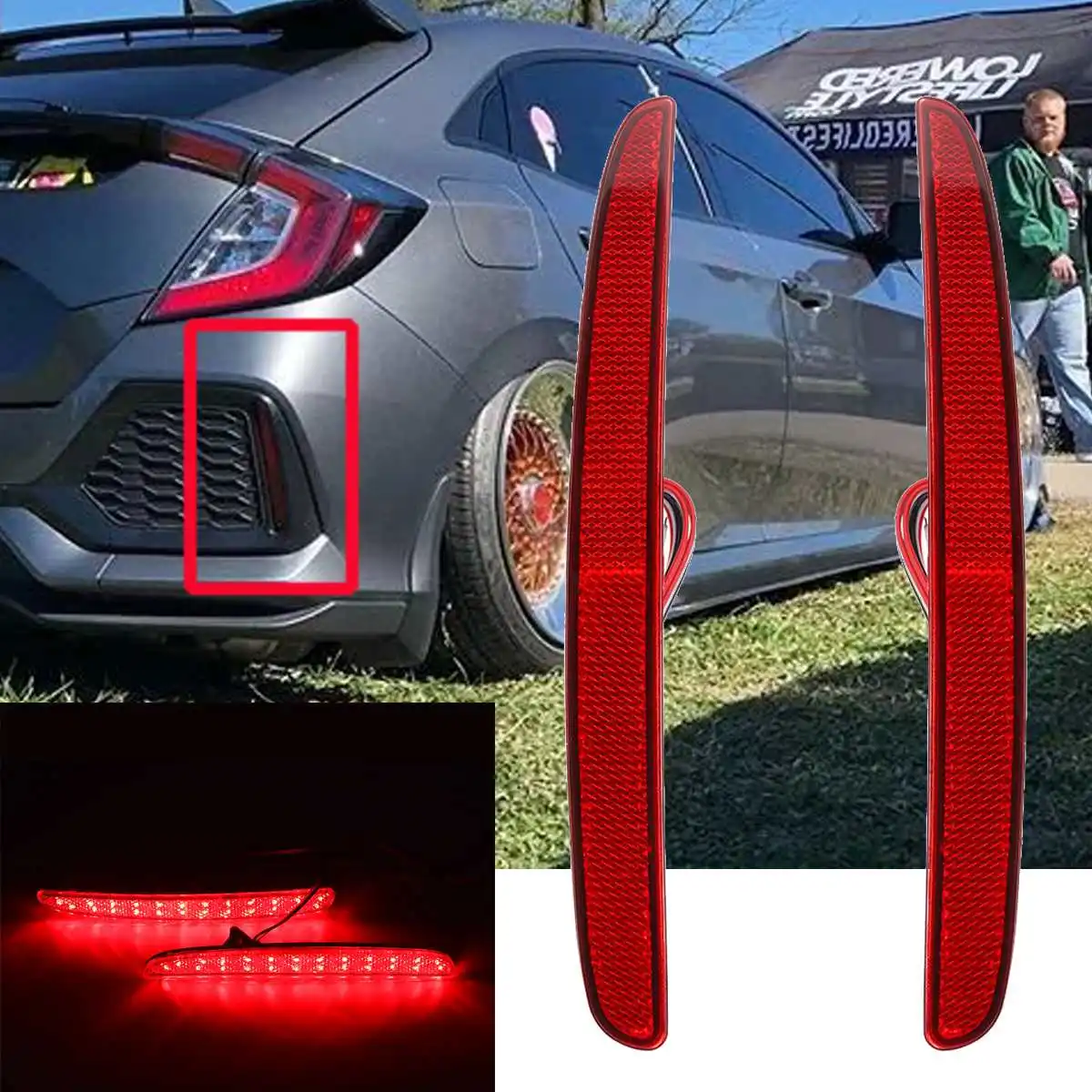 

Pair Led Brake Light Hatchback Reflector Rear Brake Light Car Styling Brake LED Warning Lamp for Civic FK7 FK8 Type R Hatchback
