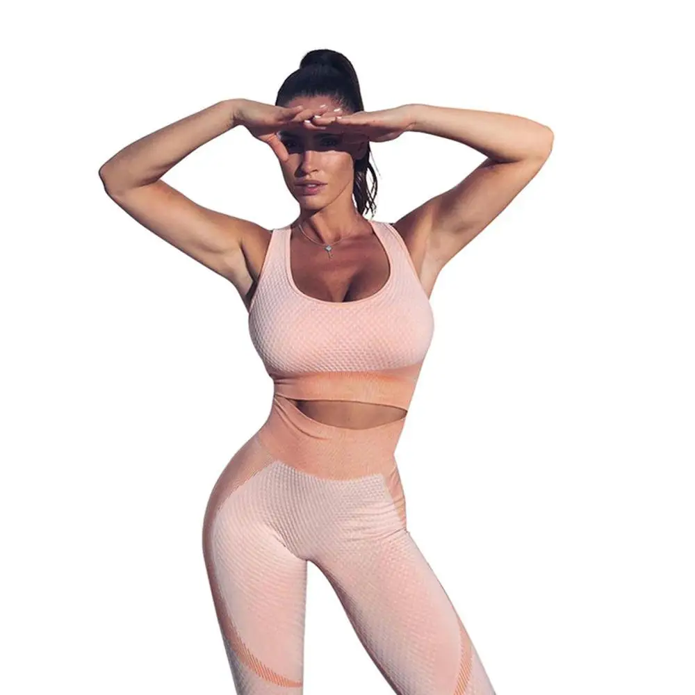 

Ropa Mujer Seamless Women Set Workout Sportswear Gym Clothing Fitness Long Sleeve Crop Top High Waist Leggings Sports Suits