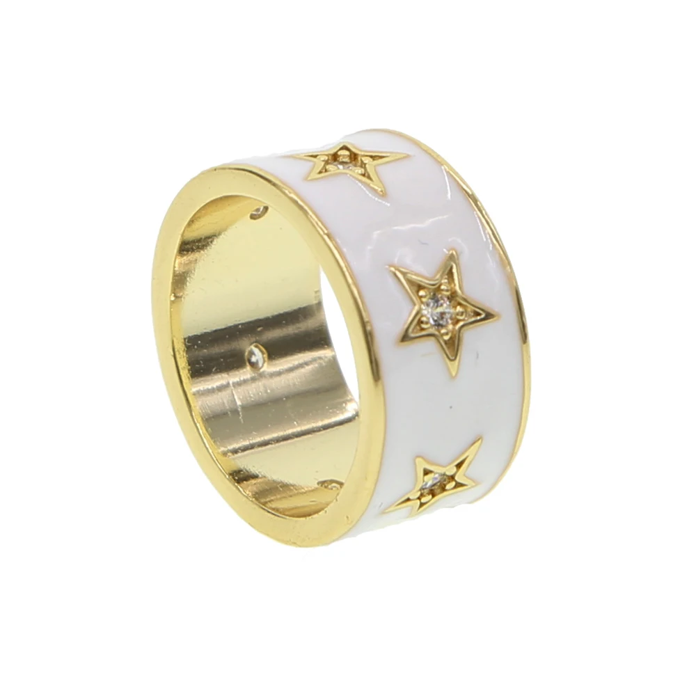 Женские кольца на палец золотистые белые эмалированные с фианитами вечерние