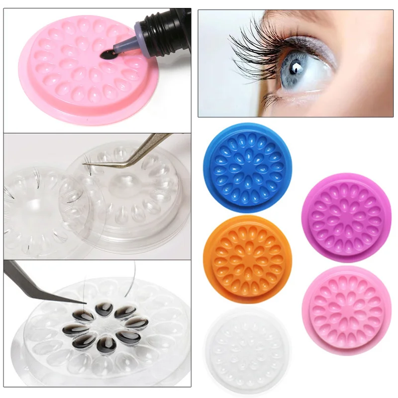 

1/6 PCS Glue Gasket Eyelash glue holder Adhesive Pallet Eyelash Extension glue pads stand on eyelash plastic glue holder pad