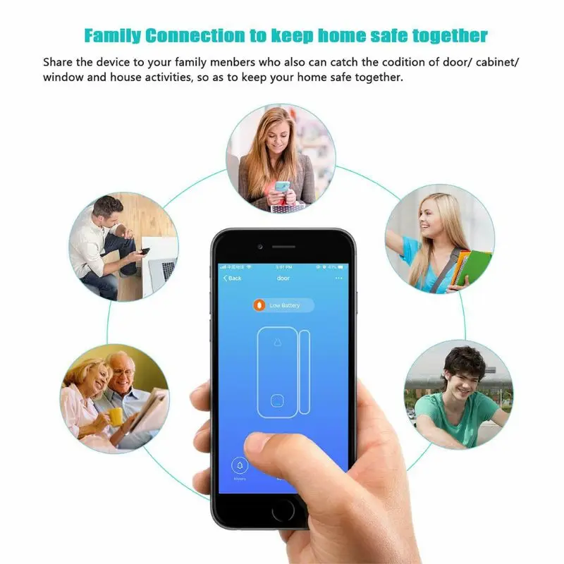 Smart Home Security Wireless Door Alarm WiFi Window Door Sensor Detector Via App Control for Amazon Alexa Google Home System
