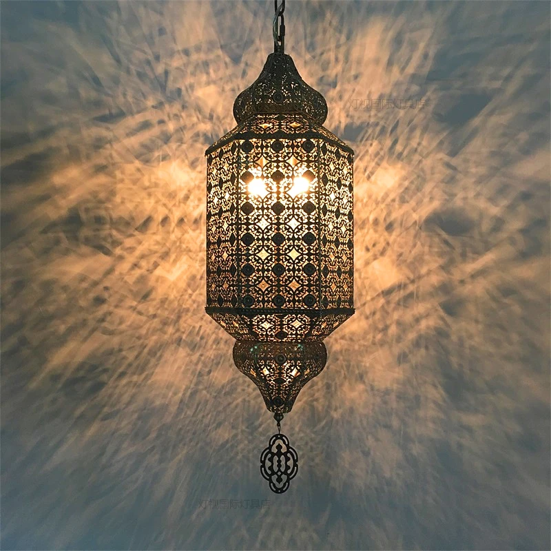 Марокканские Ретро Винтажные полые резные подвесные светильники светодиодные подвесные лампы для гостиной столовой ресторана спальни кафе отеля приспособление