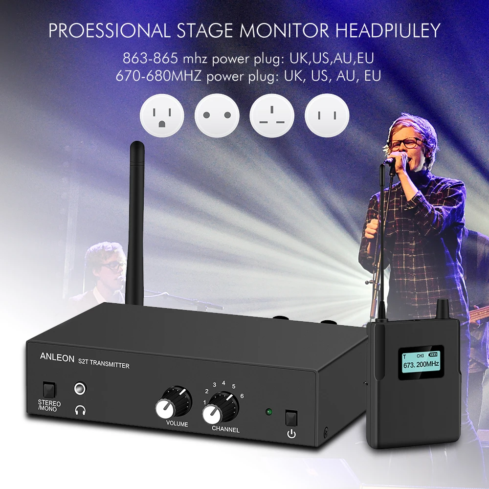

670-680MHZ 863-865MHZ Digital Professional Stage In-Ear System Monitor Kit For ANLEON S2 UHF Stereo Wireless System Monitor