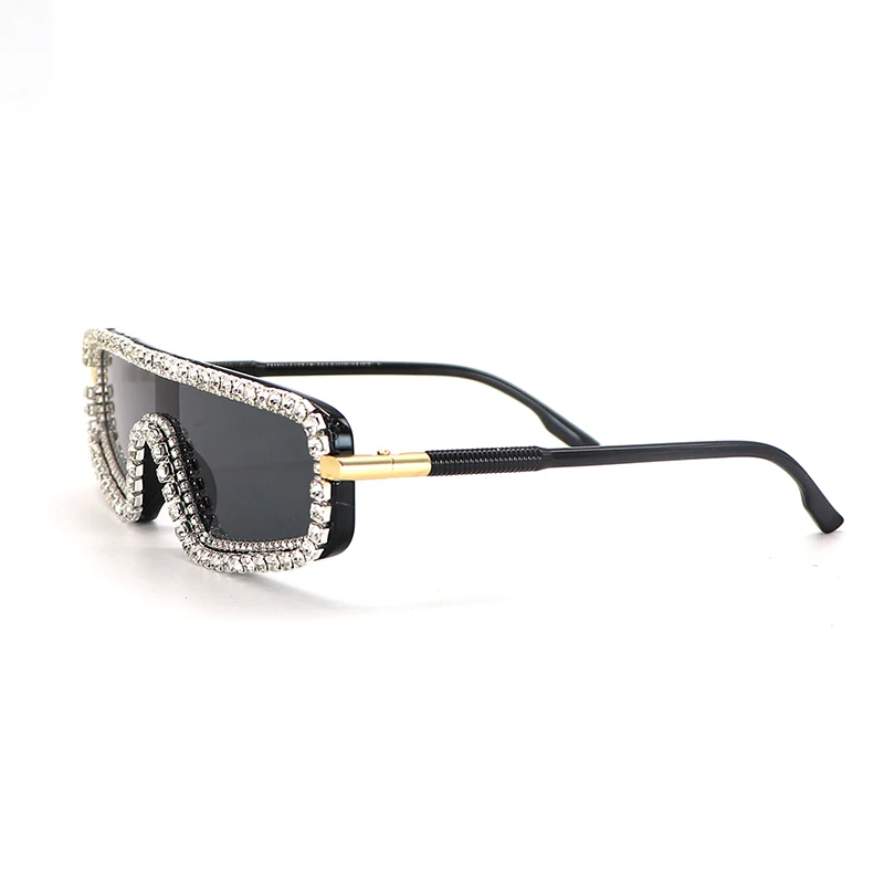 Прямоугольные Солнцезащитные очки женские блестящие, со стразами оправа мужские роскошные очки Модные оттенки брендовый дизайнер