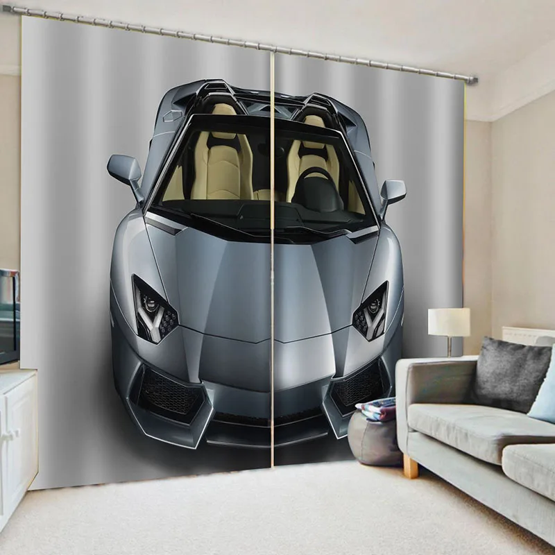 

3D Sports Racing Car Printed Windows Curtains for Boys Men Adults Beautiful Scenery Living Room Bedroom Kitchen Curtains Drapes