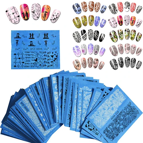 48 листов переводные наклейки для ногтей, наклейки для маникюра, набор для маникюра, советы для маникюра, украшения для ногтей, случайный стиль, высокое качество