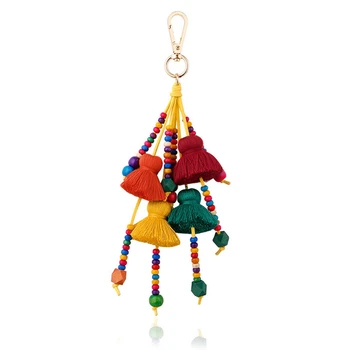 

1PCS Handmade Tassel Pendant Bohemian Wooden Bead Creative Tassel Charm Purse Charm Key Chain Car Hanging Jewelry Gifts