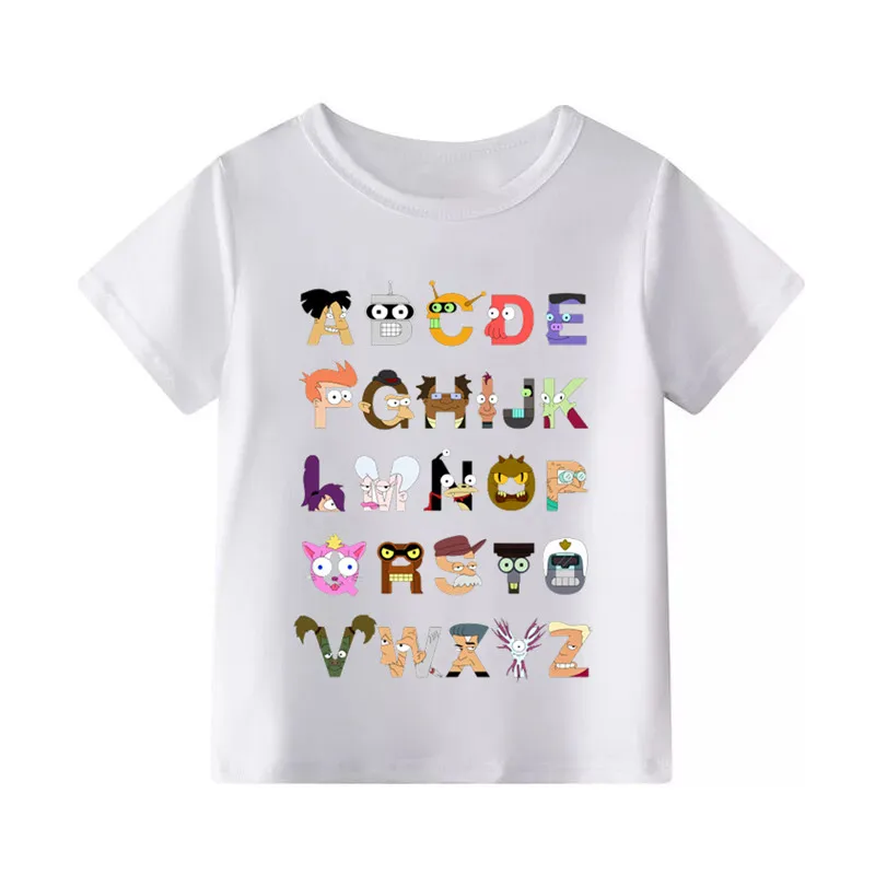 Детская футболка с принтом «Улица Сезам», «Марио», «Покемон», «Звездные войны», «Алфавит», забавная футболка для мальчиков и девочек, детская летняя одежда