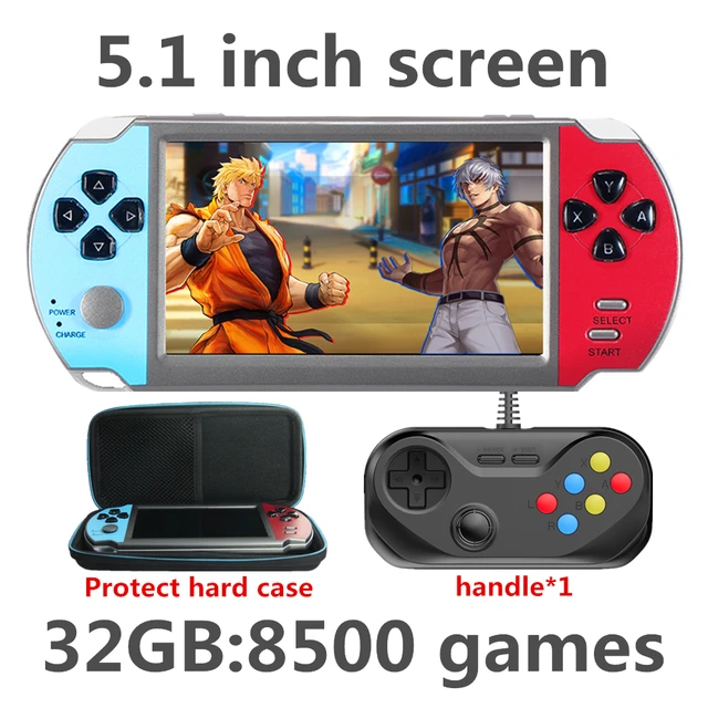CZT 6.5-inch Colorful wireless double player game console built-in 9100 games  arcade/neogeo/gbc/snes/fc/md multi-emulator mp4 5.1 bluered32GB case
