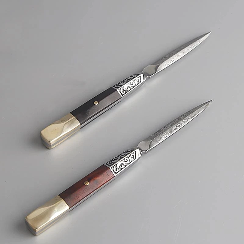 Creative Pure Stainless Steel Tea Knife Office Tea Ceremony Accessories Pattern Vintage Big Needles Cutter Puer Pry Tools