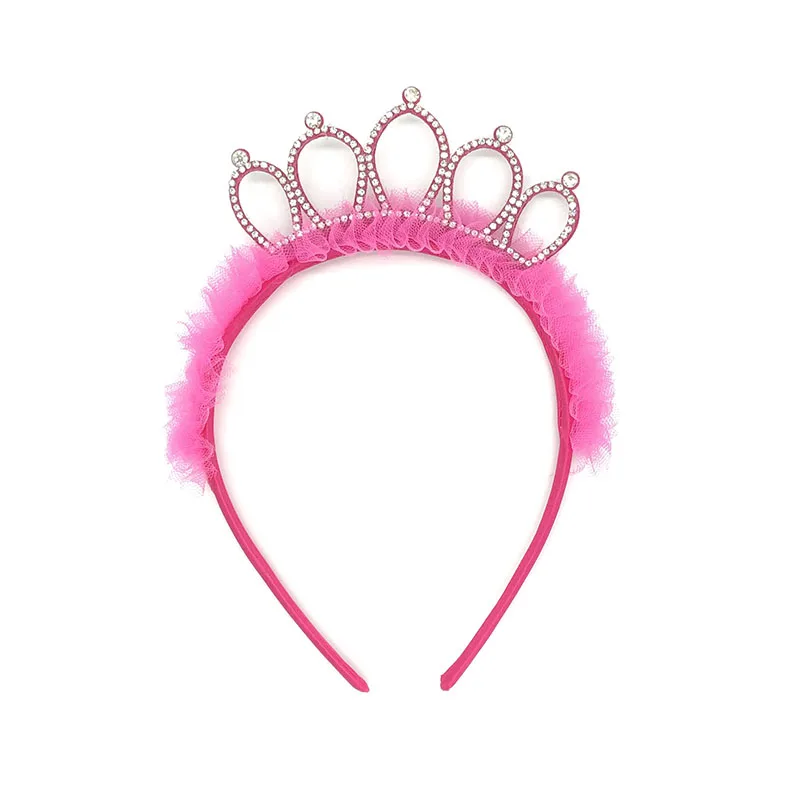 Милые детские стразы, корона, головная повязка для девочек, принцесса, кристальная корона, полоска на голову с бриллиантами, женский головной убор, Детская повязка для волос, аксессуары - Цвет: Розово-красный
