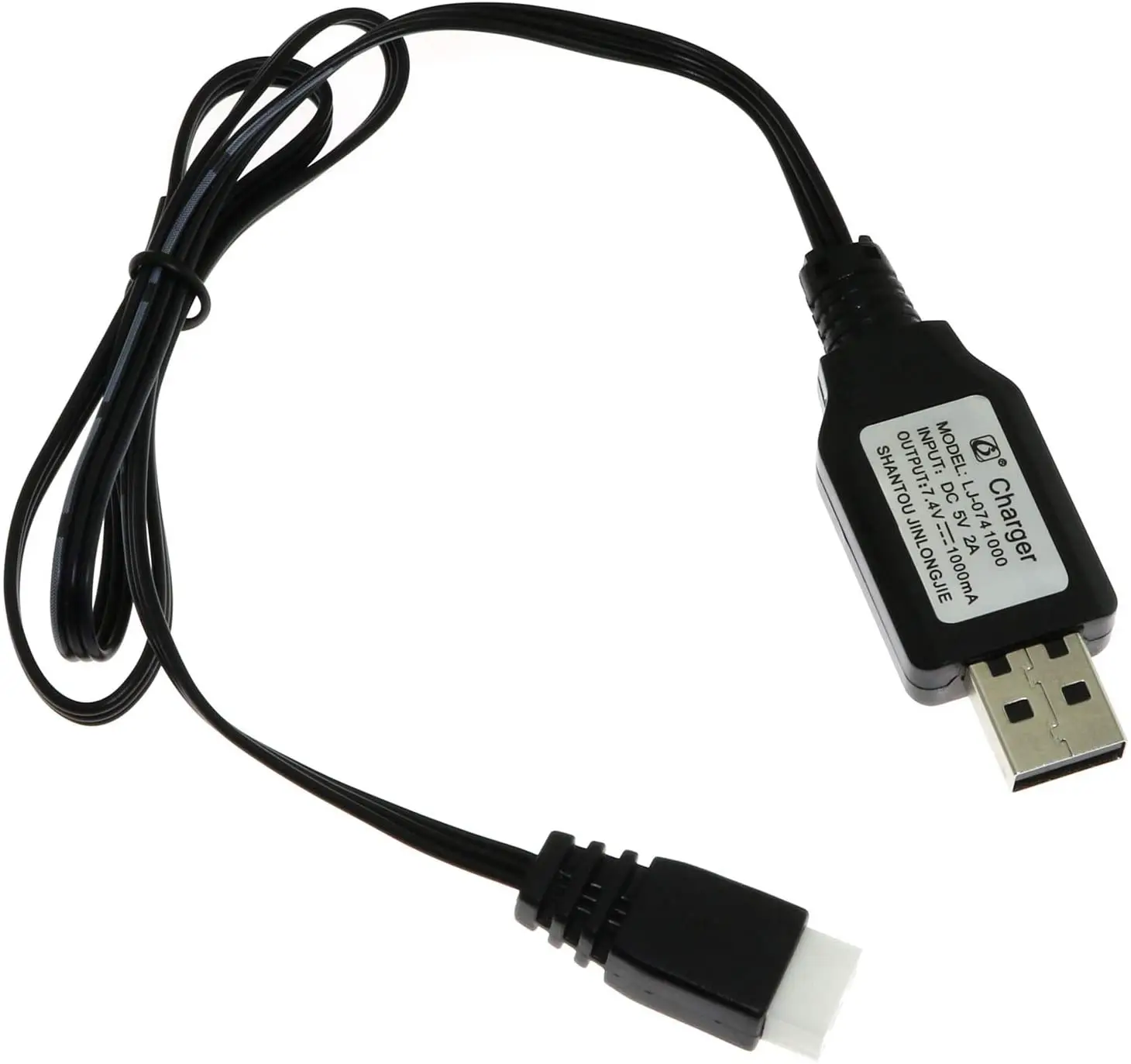 Chargeur multiport USB pour batterie Lipo 7.4V avec câble équilibre XH-3P 63cm, vue de face.