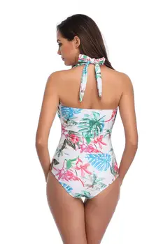 

Swimsuit 2019 Amazon's Full-blown Conjoined Female Printed Dew Back Cross Swimsuit in Europe and America