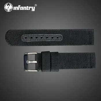 

INFANTRY Nylon Watch Strap 20mm Black Fabric Watchband Adjustable Replacement Canvas Watch Belt Band Military Heavy Duty Diver