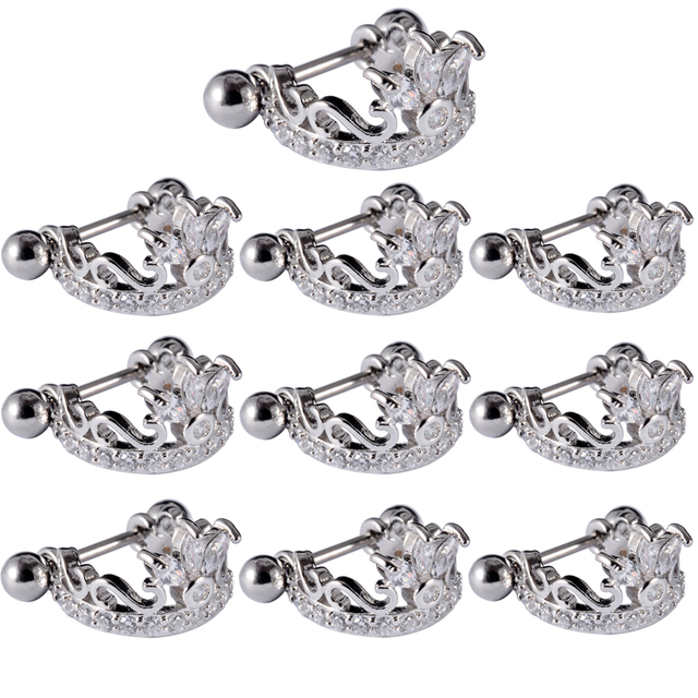 Surgical Steel Barbell CZ Gem Hoop Ear Tragus Cartilage Helix Earrings Ear Studs Ear Cuff Rook Woman Lobe Piercing Jewelry