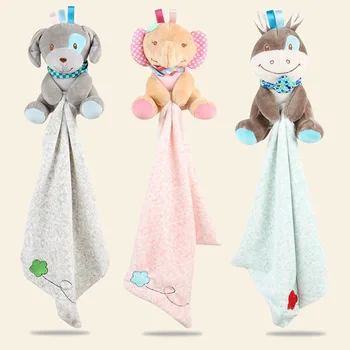 

High Quality Baby Wipe Hanging Bathing Appease Towel Cartoon Animal Baby Soft Plush Bath Towel Baby Nursery Hand Towel