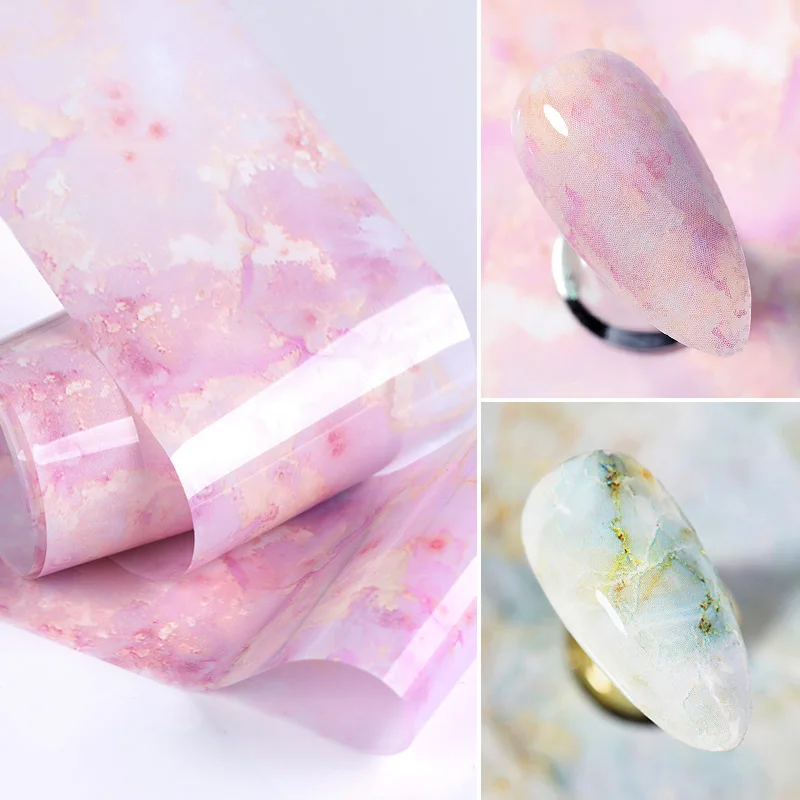 Nail Foils Marble Series Nail Transfer Decorations DIY Idea Nail Art Transfer Sticker Decals 4*100cm nail decals